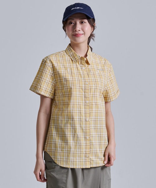 Eddie Bauer(エディーバウアー)の「コットンチェック 半袖シャツ(シャツ/ブラウス・レディース・ネイビー系/グリーン系/イエロー系・S/M/L/XL)」の3枚目の写真