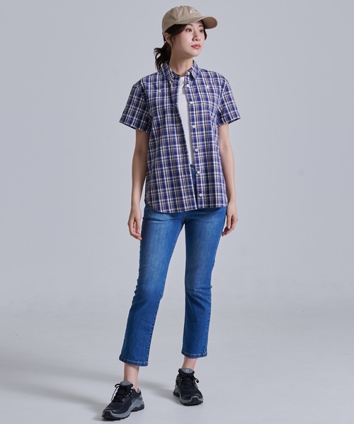 Eddie Bauer(エディーバウアー)の「コットンチェック 半袖シャツ(シャツ/ブラウス・レディース・ネイビー系/グリーン系/イエロー系・S/M/L/XL)」の22枚目の写真