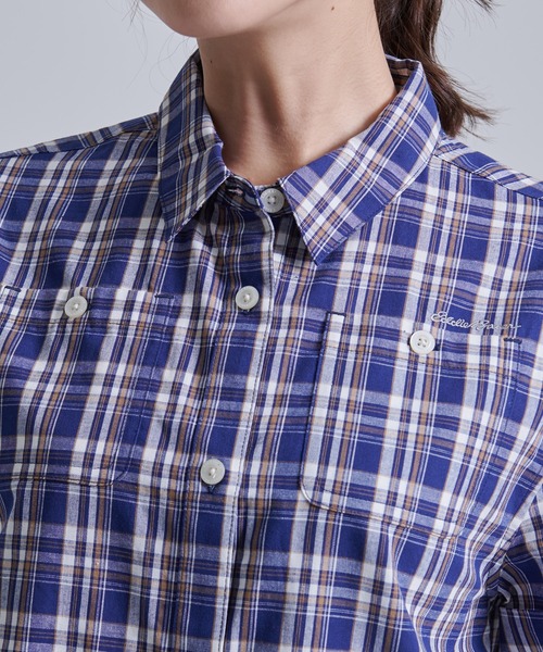 Eddie Bauer(エディーバウアー)の「コットンチェック 半袖シャツ(シャツ/ブラウス・レディース・ネイビー系/グリーン系/イエロー系・S/M/L/XL)」の18枚目の写真