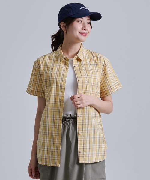 Eddie Bauer(エディーバウアー)の「コットンチェック 半袖シャツ(シャツ/ブラウス・レディース・ネイビー系/グリーン系/イエロー系・S/M/L/XL)」の6枚目の写真