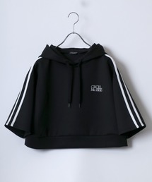 CECIL McBEE（セシルマクビー）ワンポイントロゴ サイドライン半袖パーカー レディース/プルオーバートップス/フーディー