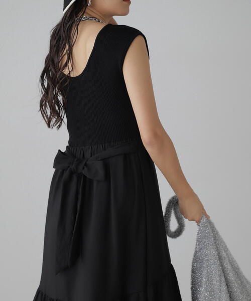 FREE'S MART（フリーズマート）の「ニットドッキングバックリボンワンピース（ワンピース・レディース・ホワイト/ブラック/ブルー・SMALL/MEDIUM）」の12枚目の写真