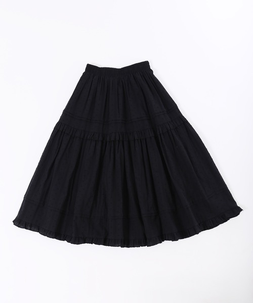 WC（ダブル シー）の「コットンレースティアードロングスカート（スカート・レディース・ブラック/ホワイト・FREE）」の8枚目の写真