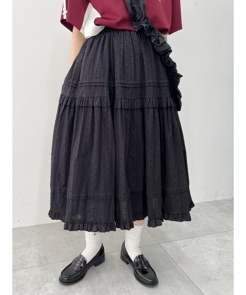 WC（ダブル シー）の「コットンレースティアードロングスカート（スカート・レディース・ブラック/ホワイト・FREE）」の18枚目の写真