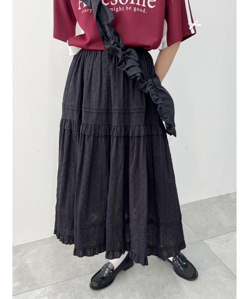 WC（ダブル シー）の「コットンレースティアードロングスカート（スカート・レディース・ブラック/ホワイト・FREE）」の16枚目の写真