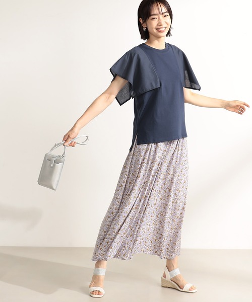 FOUND GOOD(ファウンドグッド)の「スクエアフハクキリカエTEE(Tシャツ/カットソー・レディース・ネイビー/ブラウン系5/ホワイト系5/ブラック・L/M/S)」の1枚目の写真