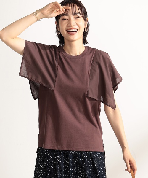 FOUND GOOD(ファウンドグッド)の「スクエアフハクキリカエTEE(Tシャツ/カットソー・レディース・ネイビー/ブラウン系5/ホワイト系5/ブラック・L/M/S)」の5枚目の写真