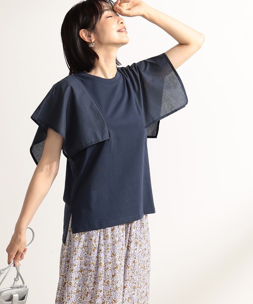 FOUND GOOD(ファウンドグッド)の「スクエアフハクキリカエTEE(Tシャツ/カットソー・レディース・ネイビー/ブラウン系5/ホワイト系5/ブラック・L/M/S)」の8枚目の写真