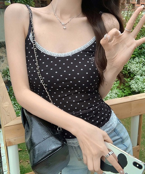 LAFFMO（ラフモ）の「ドットキャミソール（キャミソール・レディース・ホワイト/ブラック・M/L）」の12枚目の写真