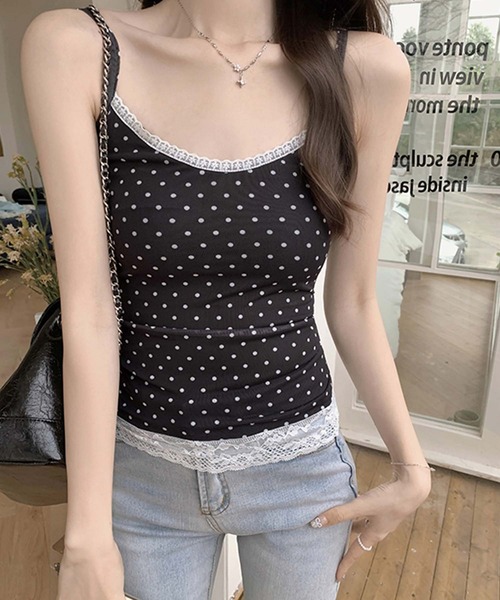 LAFFMO（ラフモ）の「ドットキャミソール（キャミソール・レディース・ホワイト/ブラック・M/L）」の13枚目の写真