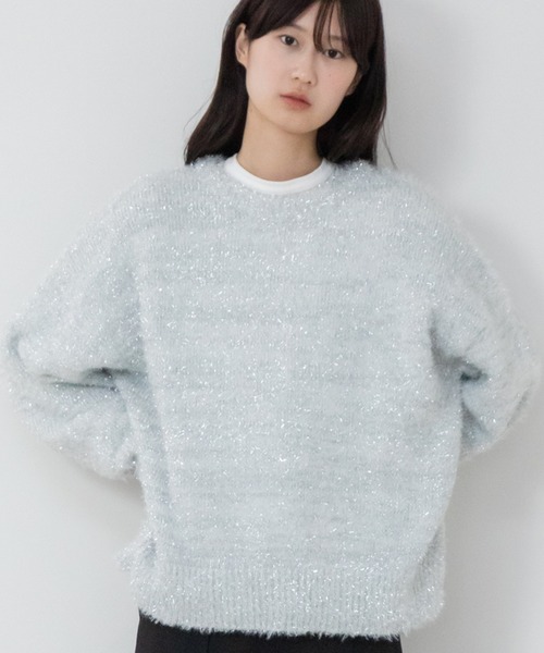ニット セーター 「hideka select」ラメフェザープルオーバー / ラメニット フェザーニット シャギーニット レディース HEILIS ニット セーター 「hideka select」ラメフェザープル