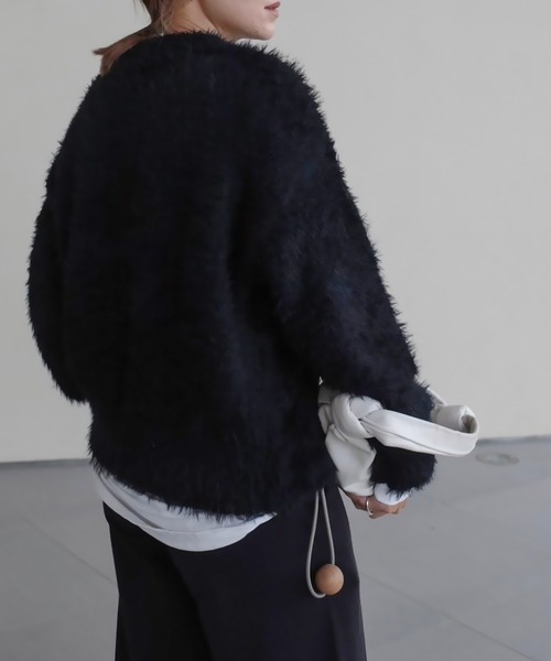HEILIS(ヘイリス)の「《hideka select》フェザータッチプルオーバーニット / アイボリー ホワイト ブラック ブルー ラメ シャギーニット 秋服 冬服 ニットカーディガン 羽織り アウター 韓国 保温 ガーリー 長袖 トップス カジュアル ホリデー(ニット/セーター・レディース・ブルー系その他/ブラック系その他/グレー系その他/ブラック/アイボリー・FREE)」の14枚目の写真
