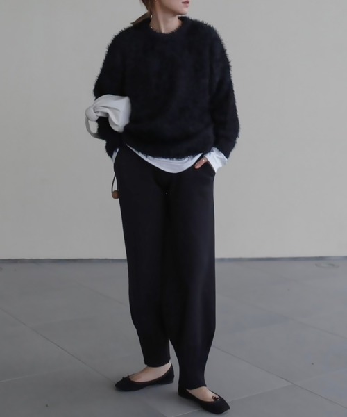 HEILIS(ヘイリス)の「《hideka select》フェザータッチプルオーバーニット / アイボリー ホワイト ブラック ブルー ラメ シャギーニット 秋服 冬服 ニットカーディガン 羽織り アウター 韓国 保温 ガーリー 長袖 トップス カジュアル ホリデー(ニット/セーター・レディース・ブルー系その他/ブラック系その他/グレー系その他/ブラック/アイボリー・FREE)」の16枚目の写真