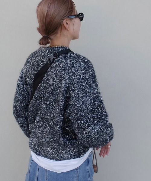 HEILIS(ヘイリス)の「《hideka select》フェザータッチプルオーバーニット / アイボリー ホワイト ブラック ブルー ラメ シャギーニット 秋服 冬服 ニットカーディガン 羽織り アウター 韓国 保温 ガーリー 長袖 トップス カジュアル ホリデー(ニット/セーター・レディース・ブルー系その他/ブラック系その他/グレー系その他/ブラック/アイボリー・FREE)」の22枚目の写真