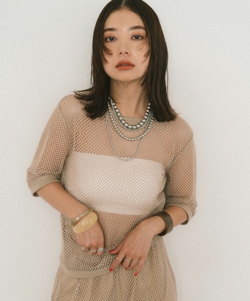 HANNE メッシュパンツ メッシュハーフスリーブTEE メッシュタンク　アン メッシュハーフスリーブTEE（Tシャツ/カットソー）｜HANNE（アン