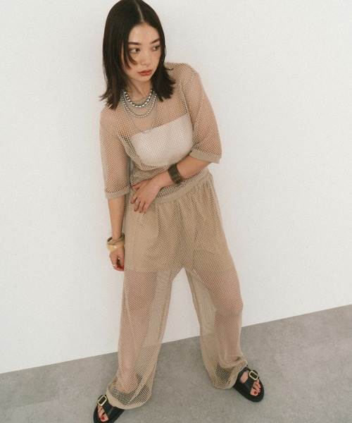 HANNE メッシュパンツ メッシュハーフスリーブTEE メッシュタンク　アン メッシュハーフスリーブTEE（Tシャツ/カットソー）｜HANNE（アン