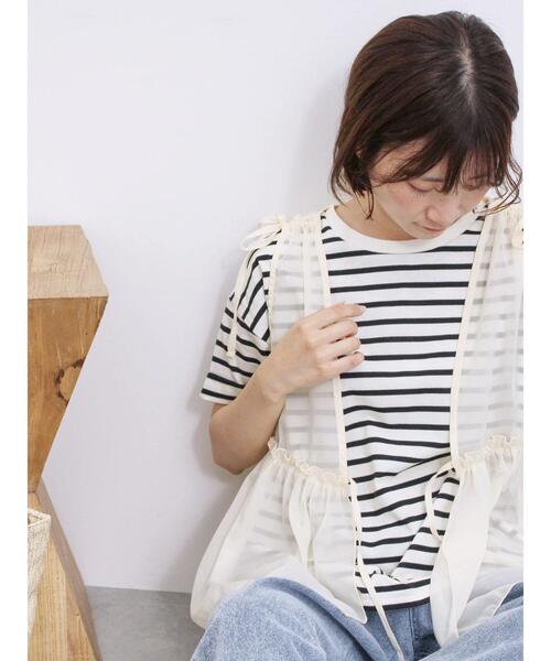 Samansa Mos2 blue（サマンサモスモスブルー）の「光沢シアーベスト（シャツ/ブラウス・レディース・チャコールグレー/ブラック/キナリ・F）」の18枚目の写真