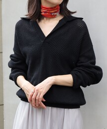 MACPHEE | 【WEB・一部店舗限定】ウールメッシュ ポロプルオーバー(ニット/セーター)