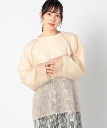 長袖オーガンジーカットソー