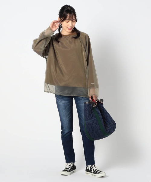 Grand PARK（グランドパーク）の「長袖オーガンジーカットソー（Tシャツ/カットソー・レディース・ブラック/カーキ/ベージュ・FREE）」の3枚目の写真