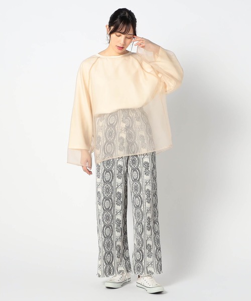 Grand PARK（グランドパーク）の「長袖オーガンジーカットソー（Tシャツ/カットソー・レディース・ブラック/カーキ/ベージュ・FREE）」の4枚目の写真