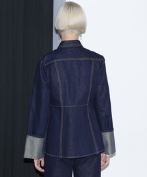 mici ラメデニムペプラムジャケット　ロールアップラメデニムパンツ ROSE BUD デニムジャケット gジャン (mici)ラメデニムペプラム