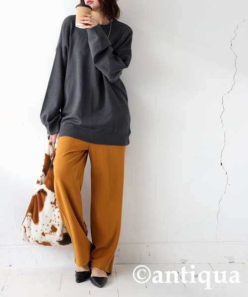 antiqua（アンティカ）の「Uネックニット（ニット/セーター・レディース・ダークグレー/グリーン/グレイッシュベージュ/ブラック/ブルー・R/P）」の12枚目の写真