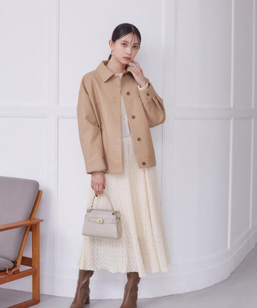 PROPORTION BODY DRESSING（プロポーションボディドレッシング）の「フェイクレザージャケット / 1214250907（テーラードジャケット・レディース・ブラック/ブラウン/ベージュ・MEDIUM/SMALL）」の5枚目の写真