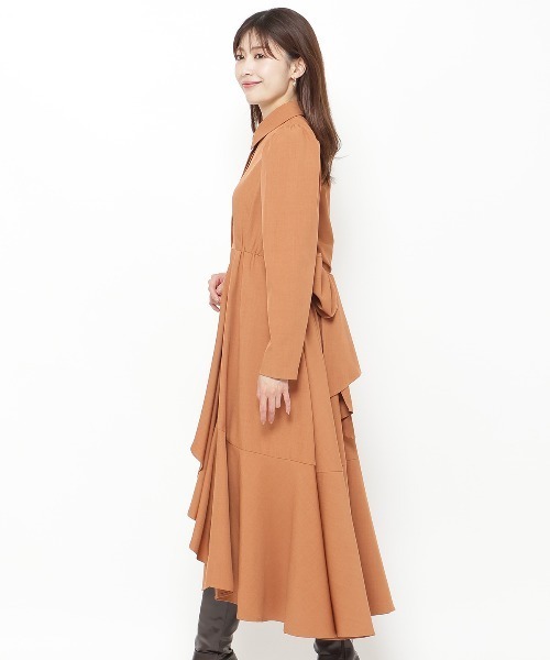 セール】アシメラッフルフリルバックリボンワンピース（ワンピース 