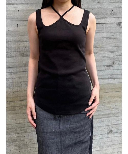 LE CIEL BLEU(ルシェルブルー)の「ラウンドカットアウトブラタンクトップ / Round Cut-out Bra Tanktop(タンクトップ・レディース・オフホワイト/ブラック・34/36)」の8枚目の写真