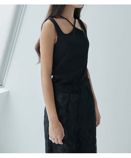 LE CIEL BLEU(ルシェルブルー)の「ラウンドカットアウトブラタンクトップ / Round Cut-out Bra Tanktop(タンクトップ・レディース・オフホワイト/ブラック・34/36)」の12枚目の写真