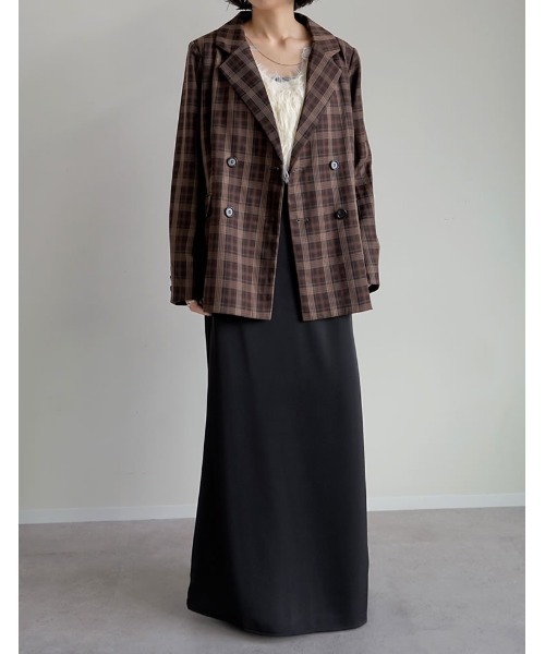 セール】[2025AW COLLECTION]チェック柄or無地ダブルテーラード