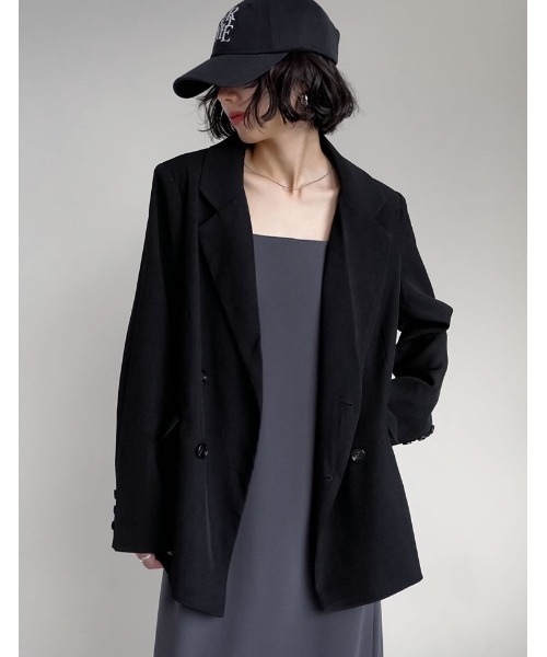 セール】[2025AW COLLECTION]チェック柄or無地ダブルテーラード