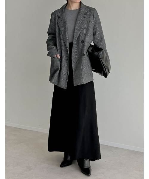 Re:EDIT(リエディ)の「チェック柄or無地ダブルテーラードジャケット(テーラードジャケット・レディース・グレー系その他2/ブラウン系その他2/ブラウン系その他/ブラック/ベージュ/グレー系その他3/ブラウン・MEDIUM/LARGE)」の14枚目の写真