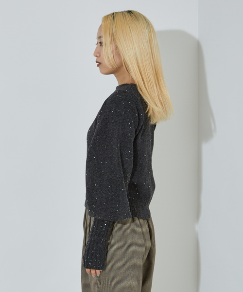 NOMINE（ノミネ）の「スパンコール ラメ ニット（ニット/セーター・レディース・アイボリー/チャコールグレー/キャメル・フリー）」の5枚目の写真