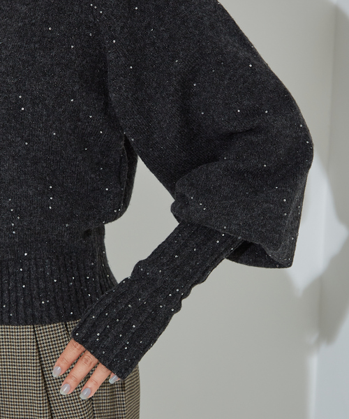 NOMINE（ノミネ）の「スパンコール ラメ ニット（ニット/セーター・レディース・アイボリー/チャコールグレー/キャメル・フリー）」の8枚目の写真