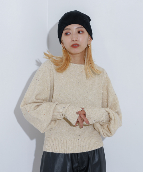 NOMINE（ノミネ）の「スパンコール ラメ ニット（ニット/セーター・レディース・アイボリー/チャコールグレー/キャメル・フリー）」の18枚目の写真