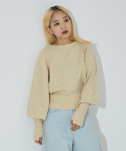 NOMINE（ノミネ）の「スパンコール ラメ ニット（ニット/セーター・レディース・アイボリー/チャコールグレー/キャメル・フリー）」の21枚目の写真