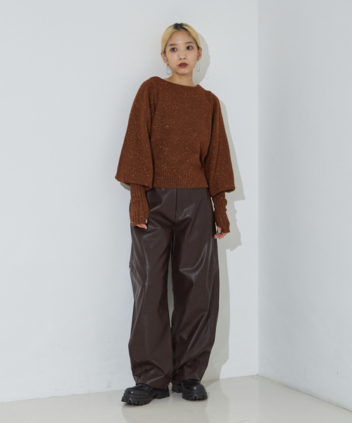 NOMINE（ノミネ）の「スパンコール ラメ ニット（ニット/セーター・レディース・アイボリー/チャコールグレー/キャメル・フリー）」の12枚目の写真