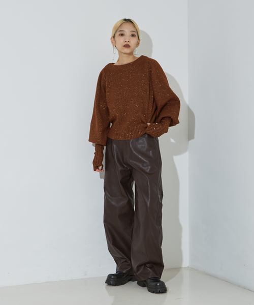 NOMINE（ノミネ）の「スパンコール ラメ ニット（ニット/セーター・レディース・アイボリー/チャコールグレー/キャメル・フリー）」の13枚目の写真