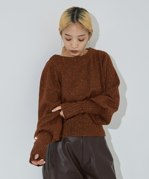 NOMINE（ノミネ）の「スパンコール ラメ ニット（ニット/セーター・レディース・アイボリー/チャコールグレー/キャメル・フリー）」の14枚目の写真