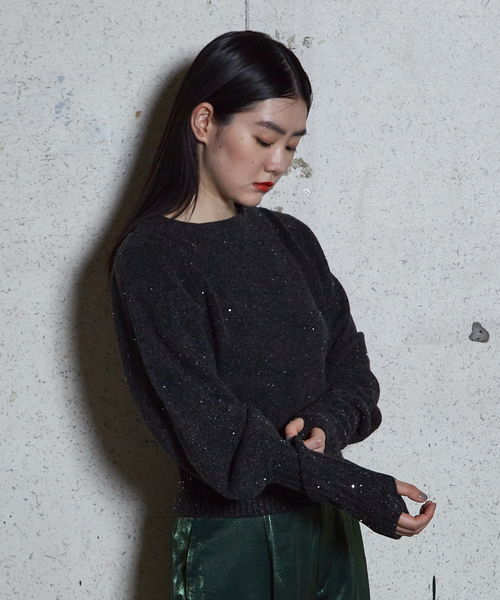 NOMINE（ノミネ）の「スパンコール ラメ ニット（ニット/セーター・レディース・アイボリー/チャコールグレー/キャメル・フリー）」の16枚目の写真