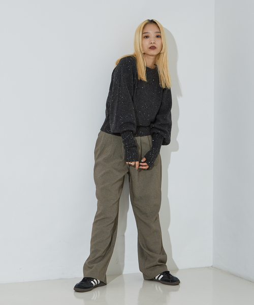 NOMINE（ノミネ）の「スパンコール ラメ ニット（ニット/セーター・レディース・アイボリー/チャコールグレー/キャメル・フリー）」の9枚目の写真