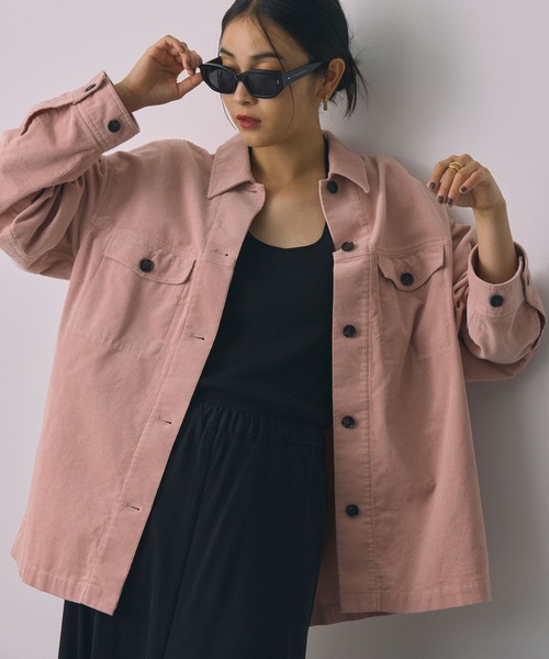 BABYLONE（バビロン）の「コールシャツブルゾン（シャツ/ブラウス・レディース・ピンク/チャコール/アイボリー・フリー）」の3枚目の写真