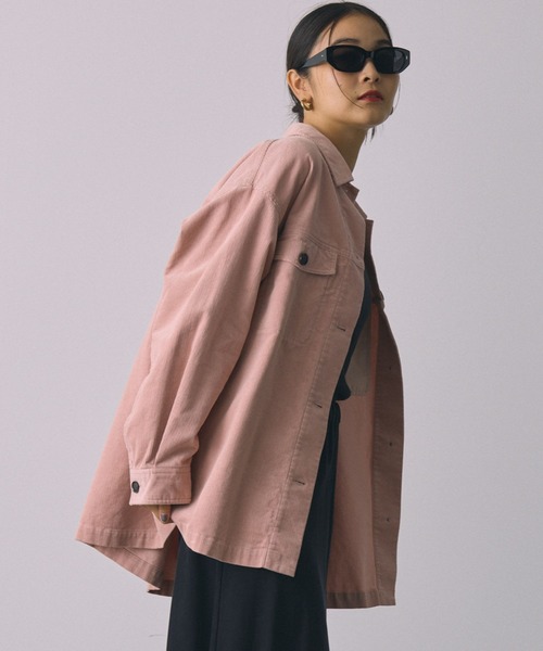 BABYLONE（バビロン）の「コールシャツブルゾン（シャツ/ブラウス・レディース・ピンク/チャコール/アイボリー・フリー）」の14枚目の写真