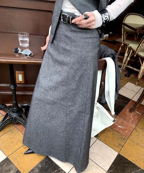 chuclla（チュクラ）の「【LONSLAN】セミフレア マキシスカート CHLONW24a011（スカート・レディース・ブラック/グレー・L/M/S）」の22枚目の写真