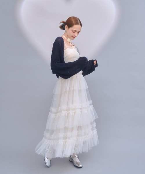 Lovilyn（ラヴィリン）の「クロップドリボンボレロカーディガン（カーディガン/ボレロ・レディース・ブルー/ホワイト/ネイビー・FREE）」の15枚目の写真