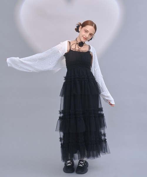 Lovilyn（ラヴィリン）の「クロップドリボンボレロカーディガン（カーディガン/ボレロ・レディース・ブルー/ホワイト/ネイビー・FREE）」の7枚目の写真