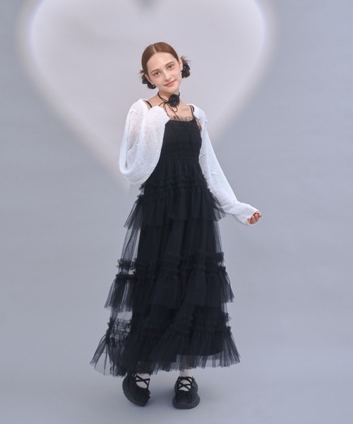 Lovilyn（ラヴィリン）の「クロップドリボンボレロカーディガン（カーディガン/ボレロ・レディース・ブルー/ホワイト/ネイビー・FREE）」の8枚目の写真