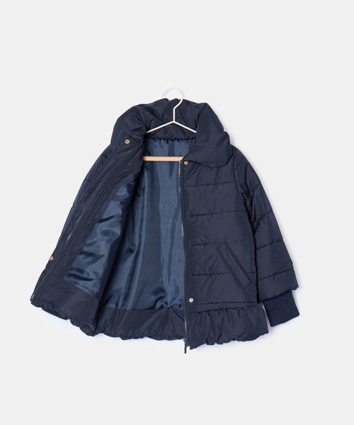 美品✨ロペ　4.6万　ショールカラー　リバーコート　ネイビー　36 ふっくら感 ROPÉ PICNIC(ロペピクニック) / ウール混ストール付き配色リバー